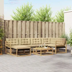 Set vanjskih sofa 7 kom. Bijela i bež Čvrsto drvo akacije