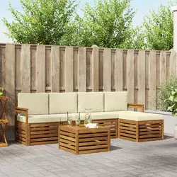 Set vanjskih sofa s jastukom 6 pcs Prirodna i krem