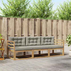 Set vanjskih sofa 3 pcs Bijela i svjetlosiva Poliester