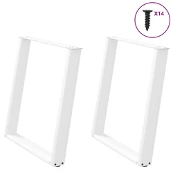 Noge za blagovaonski stol U-oblik 2 kom Bijele 70 x (72-73) cm Čelik