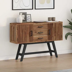 TV stalak s ladicama Prirodna 110 x 30 x 75 cm Čvrsto teak drvo