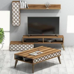 Hanah Home Set nameštaja za dnevnu sobu Planet, 3 komada, Orah-beli