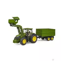 Traktor Bruder John-Deere 7R 350 sa utovarivačem i prikolicom