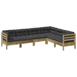 6-dijelni set vrtnih sofa od impregnirane borovine s jastucima