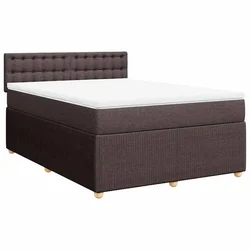 Vidaxl Box spring postelja z vzmetnico temno rjav 140x190 cm blago