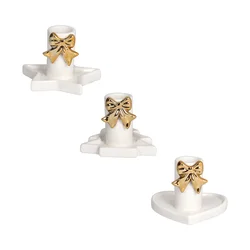 Tognana Set od 3 svećnjaka Christmas Classy, U obliku mašne, 6 cm, Belo-zlatni