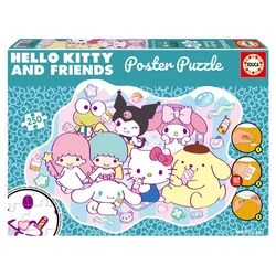 Puzzle plakat Hello Kitty & Friends Poster Educa 250 delov in Fix lepilo od 8 let