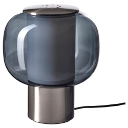 HÖGVIND Stona lampa, niklovano/siva staklo