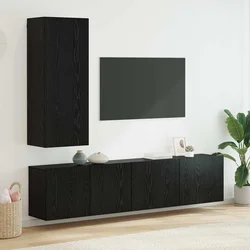 TV zidna jedinica Zidne 5 pcs Crni hrast Konstruirano drvo