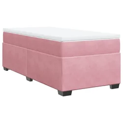 Vidaxl Box spring postelja z vzmetnico roza 90x200 cm žamet