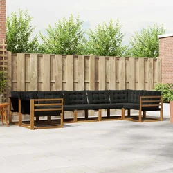Set vanjskih sofa 7 kom. Prirodna i crna