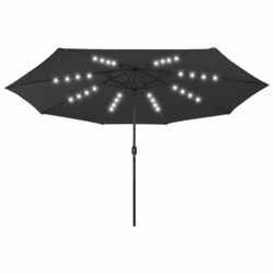 Vrtni suncobran s LED svjetlima 400 cm crni