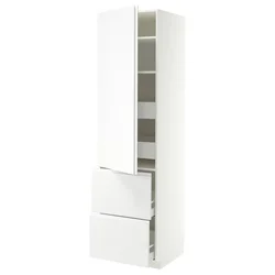 METOD / MAXIMERA Vis.el. s polic/4fiok/vrat/2front, bela/VOXTORP mat bela vertikalna ručka, 60x60x220 cm