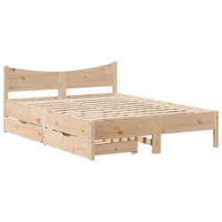 Vidaxl Posteljni okvir s predali 135x190 cm borovina