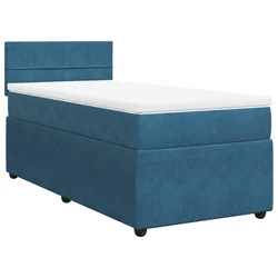 Vidaxl Box spring postelja z vzmetnico modra 80x200 cm žamet