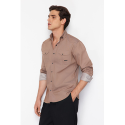Trendyol Beige Regular Snap Fastener Shirt