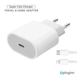 Kućni Punjač Pluginn AJ-20 A2347 EMC3621 PD Fast 20W za iPhone 11-14 sa PD lightning kablom CE beli
