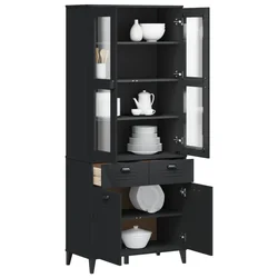 Visoka komoda VIKEN crna 80 x 40 x 190 cm od masivne borovine