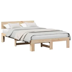 Vidaxl Konstrukcija postelje Naravna 140 x 190 cm Masivno borovo les