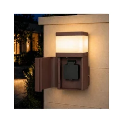 BRILAGI - Spoljašnja zidna lampa sa SCHUKO utičnicom PILLAR 1xG9/11W/230V IP44 braon