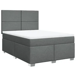Vidaxl Box spring postelja z vzmetnico temno siva 160x200 cm blago