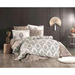 Retro - Brown BrownCreamGreen Poplin Double Quilt Cover Set
