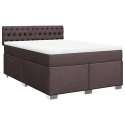 Vidaxl Box spring postelja z vzmetnico temno rjava 140x200 cm blago