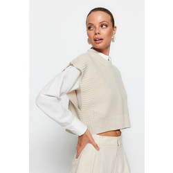 Trendyol Stone Crop Crew Neck Knitwear Knitwear Sweater