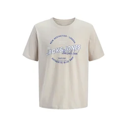 JACK & JONES Majica ecru/temno modra/bela