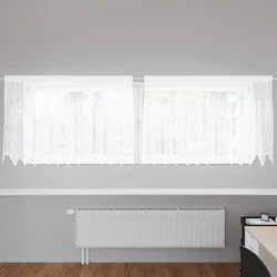 Čipkasta zavjesa sa zavjesama Bijelo 100 x 300 cm Poliester