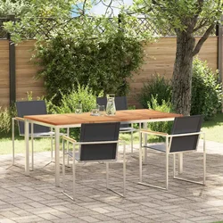 Vrtni set za objed 5 pcs Masivni teak drvo i nehrđajući čelik