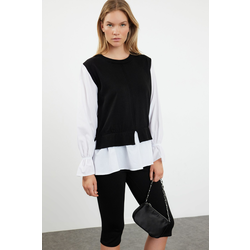 Trendyol Black Garnished Wide Fit Knitwear Sweater