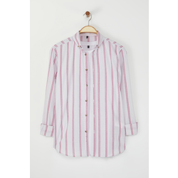 Trendyol Claret Red*001 Slim Fit Button-down Collar Thin Striped Shirt