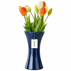 botle Keramična cvetlična vaza Temno modra sijaj V 22,3 cm D 6 cm Dekorativna namizna vaza Urno steklo Rože Dekoracija Orhideja Moderni glamur
