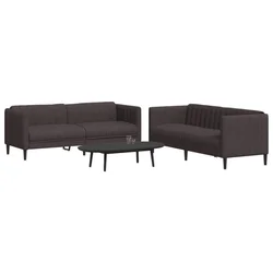 2-dijelni set sofa tamnosmeđi od tkanine