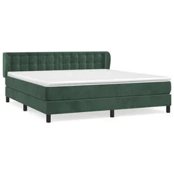 Vidaxl Box spring postelja z vzmetnico temno zelena 180x200 cm žamet