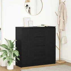 Komoda s ladicama crni hrast 100,5x35x98,5 cm konstruirano drvo