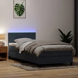 Box Spring krevet s madracem i LED tamnosivi 80 x 220 cm baršunasti