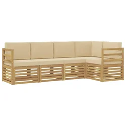 Set vanjskih sofa 5 pcs Bijela i bež 245 x 126,5 x 73 cm