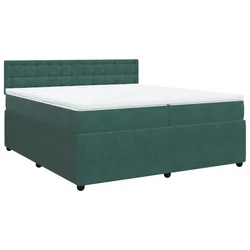 Vidaxl Box spring postelja z vzmetnico temno zelena 200x200 cm žamet