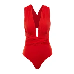 Ženski  jednodelni kupaći kostim Trendyol Deep V-Neck