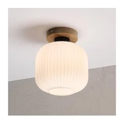 Stropna svetiljka HARMA WOOD 1xE27/15W/230V hrast/bela prečnik 20 cm
