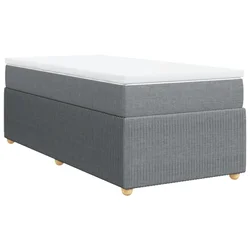 Vidaxl Box spring postelja z vzmetnico svetlo siva 90x200 cm blago