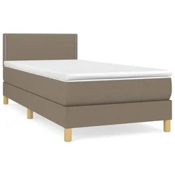 Vidaxl Box spring postelja z vzmetnico taupe 90x190 cm blago