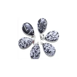 Poludragi kamen privezak kaplja 20 mm-obsidijan
