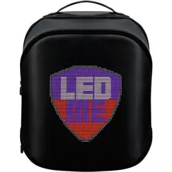 Prestigio LEDme MAX backpack, animated backpack with LED display, Nylon+TPU material, connection via bluetooth, dimensions 42*31.5*20cm, LED display 64*64 pixels, black color.