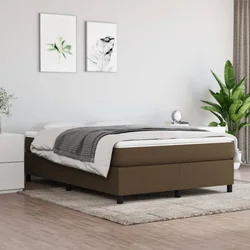 Vidaxl Box spring postelja z vzmetnico temno rjav 140x190 cm blago