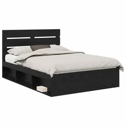 Vidaxl Konstrukcija postelje Črna 150 x 200 cm Masivno borovo les