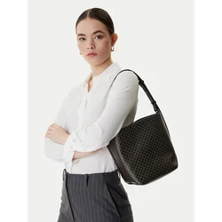 Calvin Klein Ročna torba Emblem Aop Medium Bucket LV04F3365G Črna