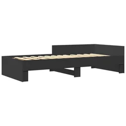 Vidaxl Posteljni okvir črn 75x190 cm inženirski les